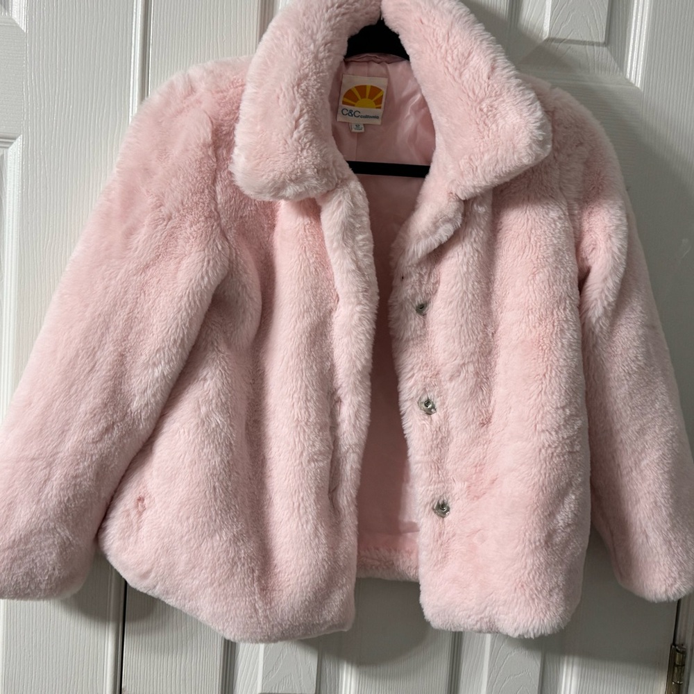 Kids Pink Faux Fur Jacket